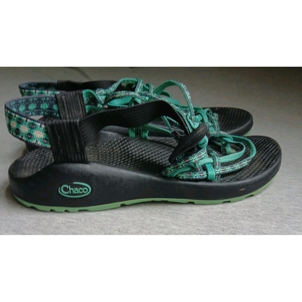 Chaco Women's Black and Green Strappy Outdoor Sandals